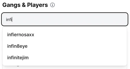Campaign management interface showing how to add players and their gangs to a Necromunda campaign in Munda Manager